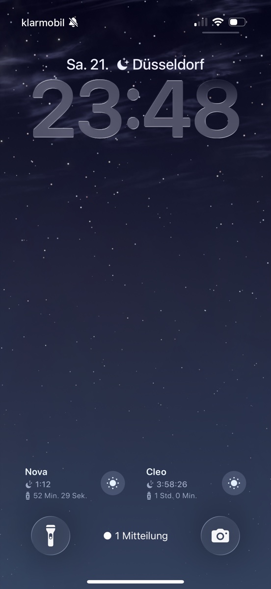 NapSip Widget auf dem Sperrbildschirm