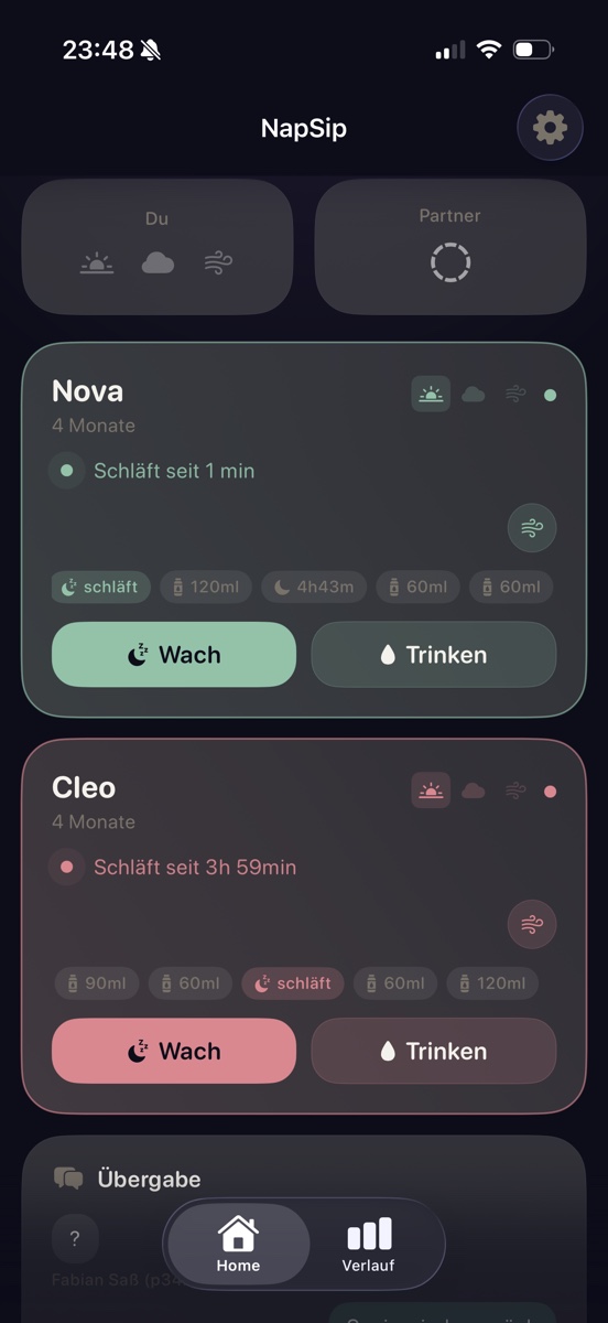 NapSip Dashboard — Nova und Cleo im Überblick
